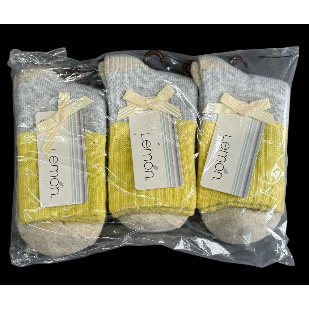Lemon The Lemon Collection Women's Crew Socks Gray/Yellow One Size (3 Pack)